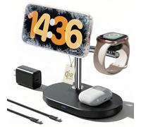HATALKIN Estación de carga inalámbrica 3 en 1 compatible con soporte de cargador MagSafe, cargador inalámbrico magnético de 25 W certificado Qi2 para iPhone 17, 16, 15, 14, 13, 12, Apple Watch