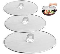 HATANSE 3 Piezas Tapa Antisalpicaduras Cocina Pantalla Antisalpicaduras de Acero Inoxidable Protector Salpicaduras 33cm 29cm 25cm