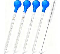 HATANSE 4 Piezas Pipetas Cuentagotas, Pipetas de Silicona, Pipeta de Vidrio de Líquido, Pipeta Graduado 5ml 10ml con 2 Cepillo de Limpieza