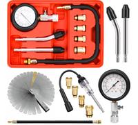 HATANSE Comprobador de Compresión para Motores de Gasolina Compresor Probador 0-20 Bar - 0-300 PSI con comprobador de bujías Calibre de espesores y 4 Adaptación M10 M12 M14 M18