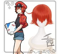 Hataraku Saibou Células en el trabajo Eritrocitos Glóbulo rojo Corto Rojo Cosplay Peluca + Peluca Cap Neutrófilos Plaquetas KUQX1902