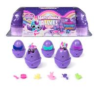 HATCHIMALS Alive, Neon Rainbow, Egg Carton Toy con 5 Minifiguras en Huevos Que cambian de Color y 11 Accesorios
