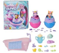 HATCHIMALS Escenario Alive, Make a Splash con 15 Accesorios, bañera, 2 Minifiguras Que cambian de Color en Huevos Que se rompen Solos, Juguetes para niñas y niños