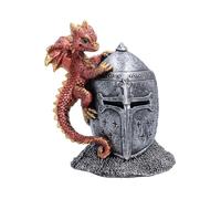 Hatchling Casco Dragón Estatuilla 13,2 cm - Bebé Dragón en Caballero Casco Fantasía Ornamento (rojo)