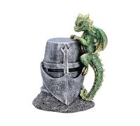Hatchling Casco Dragón Estatuilla 13,2 cm - Bebé Dragón en Caballero Casco Fantasía ornamento (Verde)