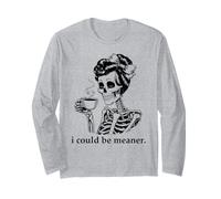 Hate People I Could Be Meaner Skeleton Drinking Coffee Skull Manga Larga
