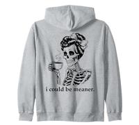 Hate People I Could Be Meaner Skeleton Drinking Coffee Skull Sudadera con Capucha