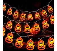 HATFRYF Luces de calabaza de Halloween, luces de calabaza, decoraciones de Halloween, 20 luces LED impermeables de 3 m, luz al aire libre para fiestas temáticas de calabazas, decoración de ventanas