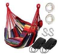 Hatisan Hamaca Colgante de Cuerda para Interiores y Exteriores, Tejido de Algodón Resistente, Máximo 300 Libras para Dormitorio, Patio, Porche (Poste y Almohadas No Incluidos)