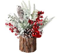 Hatisan Pequeño árbol de Navidad Artificial con Adornos de Navidad, Bayas de piña, árbol de Navidad de Mesa para decoración de Navidad, hogar, habitación, Fiesta, Invierno, Interior y Exterior
