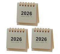 hatleues Mini calendario de escritorio 2026 de enero de diciembre de 2026, planificador mensual, diseño pequeño de pie con encuadernación de doble alambre, ideal para el hogar, oficina, blanco, 3
