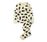 Hatley Kids PJ Set (Ovl) -Black Bears On Natural, Pijama para Niños, Blanco Crema, 10 Años