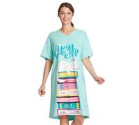 Hatley Little Blue House Nightshirt Camisa de Noche, Kitty Cat Book Club, Talla única Mujeres