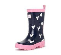 Hatley Regenstiefel Printed Wellington Rain Boot, Botas de Lluvia Bebé-Niñas, Herzen-Navy & White Hearts, 20 EU