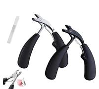 Hatmeo Modern Stainless Steel Large Opening Nail Clippers,Wide Jaw Fingernail Clippers and Angled Head Toenail Clippers,Large Toe Nail Clippers (Black+Silver)