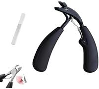 Hatmeo Modern Stainless Steel Large Opening Nail Clippers,Wide Jaw Fingernail Clippers and Angled Head Toenail Clippers,Large Toe Nail Clippers (Black)