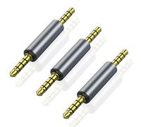 HATMINI 3 Pack 3.5mm Audio Adapter，3.5mm 1/8" TRRS Stereo Jack Adapter 3.5mm Stereo Plug Male Coupler Gold Plated Connectors(M to M)