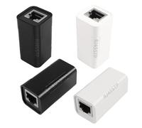 HATMINI 4 acopladores RJ45, acoplador en línea RJ45 con Escudo, Conectores de Red 8P8S Hembra a Hembra Adaptador Extensor de Cable Ethernet para Cable Ethernet Cat6/Cat5/Cat5e (2 Negros + 2 Blancos)