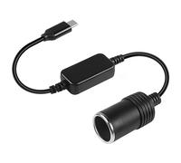 HATMINI Cable de alimentación adaptador USB C a encendedor de cigarrillos, 1 pie 5 V USB C macho a enchufe hembra de 12 V, cable convertidor para grabadora de conducción de coche, GPS, E-Dog y otros