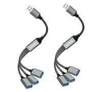 HATMINI Cable Divisor USB USB 2.0 Macho a 3 Puertos Hembra Cable Extensor de Puerto Multi USB para Transferencia de Datos y Carga de Energía, Compatible con Teclado (USB A)