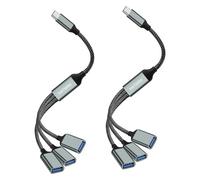 HATMINI Cable Divisor USB USB 2.0 Macho a 3 Puertos Hembra Cable Extensor de Puerto Multi USB para Transferencia de Datos y Carga de Energía, Compatible con Teclado (USB C)