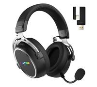 HATOR Hypergang 3 - Auriculares inalámbricos para videojuegos, audio Hi-Res, Híbrido ANC, 45h batería, audio espacial, Bluetooth y 2.4GHz, micrófono desmontable, RGB, seguimiento de cabeza, aplicación