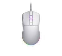 HATOR Pulsar 3 Ratón Gaming con Cable, 62g Ligero, diseño simétrico, PixArt PMW3311, 12000 dpi, Optical Switches 100M, RGB, 1000Hz, Paracord Cable, PTFE Skates, Grip, 6 Botones, USB-A, PC/Mac, Blanco