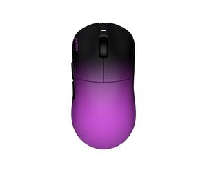 HATOR Quasar 3 Ultima Ratón inalámbrico para gaming, ultra ligero, 52 g, sensor PixArt PAW3950 de 30.000 DPI, 8000 Hz, frecuencia de sondeo óptico, Bluetooth, 2,4 GHz y USB, color negro y morado