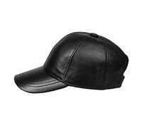 HATSQUARE - Gorra de béisbol Genuina de Cuero Ajustable, Suave al Tacto, clásico y Elegante Estilo, Unisex (Negro)