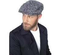 HATSQUARE - Gorra Newsboy Lana Tweed 8 Paneles, Tapa Plana Baker Boy, Sombrero de Invierno para Hombre, Color Azul Oscuro, Talla