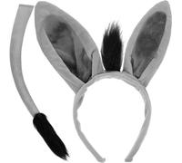 Hatstar Juego de accesorios para el pelo y orejas de burro y cola | burro tocado para mujer, hombre y niños | accesorio decorativo para el pelo para carnaval y carnaval