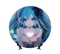 Hatsune Digital Miku - Plato decorativo de porcelana china con soporte y gancho, platos de cerámica para el hogar, oficina, decoración de pared, colecciones, 10 pulgadas