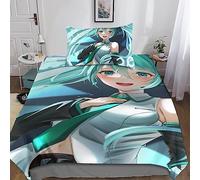 Hatsune Miku Funda De Edredón 3D Juego De Cama Funda para Edredón con Cremallera Anime Microfibra Funda 2 Piezas De Almohada Adecuado para Familias Y Niños Single(135x200cm)
