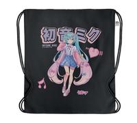 Hatsune Miku - Mochila con cordón (algodón orgánico, 37 x 41 cm, bolsa de gimnasia o deporte ligera, cordones ajustables, bolsa ecológica, G, M