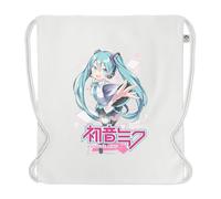 Hatsune Miku - Mochila con cordón (algodón orgánico, 37 x 41 cm, bolsa de gimnasia o deporte ligera, cordones ajustables, bolsa ecológica, b, M