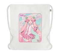 Hatsune Miku - Mochila con cordón (algodón orgánico, 37 x 41 cm, bolsa de gimnasia o deporte ligera, cordones ajustables, bolsa ecológica, a, M