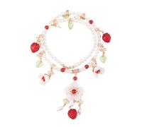 Hattba Bonito colgante de fresa con gancho para las orejas con acabado de metal brillante, llamativo y bonito accesorio de regalo de cumpleaños, talla única, como se describe, como se describe