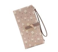 Hattba Carteras largas de gran capacidad para teléfono, con estampado de flores, con ranuras para tarjetas, prácticas para mujer, estampado de flores femeninas, bolso largo de gran capacidad, bolsa