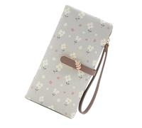 Hattba Carteras largas de gran capacidad para teléfono, con estampado de flores, con ranuras para tarjetas, prácticas para mujer, estampado de flores femeninas, bolso largo de gran capacidad, bolsa