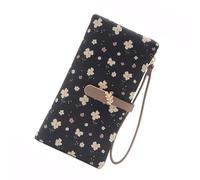Hattba Carteras largas de gran capacidad para teléfono, con estampado de flores, con ranuras para tarjetas, prácticas para mujer, estampado de flores femeninas, bolso largo de gran capacidad, bolsa