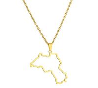 Hattba Collar con colgante de mapa del Kurdistán de acero inoxidable para mujeres y hombres, joyería de moda, color plata/dorado, gargantilla de patriotismo de moda, C, como se describe, como se