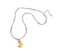 Hattba Collar con colgante de pato con cuentas multicolores, collares ajustables de animales, joyería de moda para mujeres y niñas, 45+5cm, Plástico