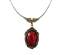 Hattba Collar con colgante ovalado de cristal, gargantilla vintage, joyería elegante, collar rojo con dije para madre y esposa