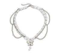 Hattba Collar de mariposa de fresa, joyería elegante para mujer, gargantilla de cristal en capas, gargantilla de cuentas coloridas, gargantilla de cuentas de cristal