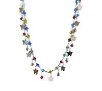 Hattba Collar elegante con borlas de mariposa, gargantilla de circonita colorida, joyería de moda, cadenas de cuello