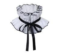 Hattba Cuello de corbata para cosplay, cuello isabelino con volantes, medieval, cosplay, teatro, camisa decorativa, disfraz, Cinta blanca y negra, Talla única