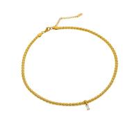 Hattba Elegante collar de circonita colorida para mujer, gargantilla de cadena ajustable, accesorio resistente a la oxidación, collar de moda para mujer, talla única, como se describe, como se