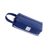 Hattba Estuche de viaje de gran capacidad, estuche para lápices de viaje, bolsas de maquillaje para estudiantes, mujeres, escuela, bolsa portátil, azul marino