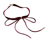 Hattba Exquisito collar de gargantilla con forma de lazo, elegante terciopelo negro y rojo, lazos, cadena de clavícula, adornos de joyería, terciopelo, collar de decoración, talla única, como se
