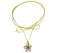 Hattba Gargantilla ajustable con colgante de flor colorida de ciruelo, gargantilla de aniversario, joyería de aniversario, gargantilla